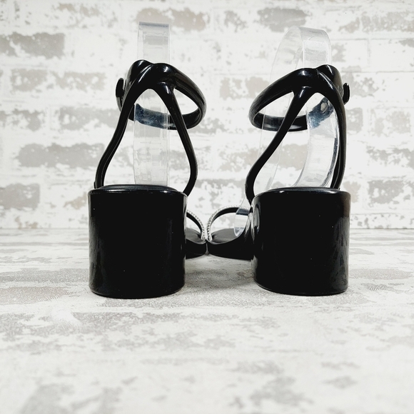 NEW Melissa Shiny Heel Black Crystal Embellished Sandals W1132 - Picture 6 of 12